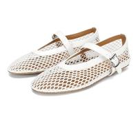 HKFBHFKM Mesh Ballet Flats for Women Fishnet Ballerina Flats Buckle Strap Mesh Ballet Shoes Wide Width Casual Summer Dress Flat Shoes(Blue,5.5 UK)