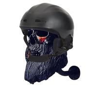 HKFBHFKM Wall Mount Motorcycle Skull Helmet Holder, Skull with Beard-Helmet Rack, Removable Resin Crafts Motorcycle Helmet, Hanger for Coats, Bike and Rugby Helmet Caps(Style 1)