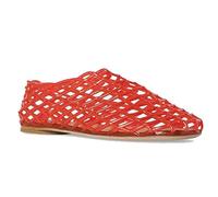 HKFBHFKM Women's Woven Jelly Flats, 2024 New Slip-On Square Toe Mesh Ballet Flats, Sole Lightweight Breathable Beach Ballerina Jellies Shoes(Red,6.5 UK)