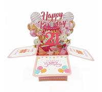 HKFENG 21th Birthday Card for Girls - 3D Pop Up Greeting Card, Funny Birthday Card for Gril,Grils Daughter,Granddaughther,Niece Sister Gift (21st Birthday-Pink)