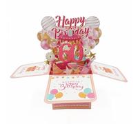 HKFENG 60th Birthday Card for Women 3D Pop Up Greeting Card, Sister Birthday Card for Wife Husband Mom Grils Daughter Sister Gift (60st Birthday-Pink)