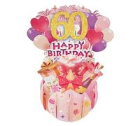 HKFENG 60th Birthday Cards for Women 3D Pop Up Happy Birthday Card Pink Birthday Greeting Card 60th Birthday Card for Grils Wife Mom Sister Gift (60th Birthday)