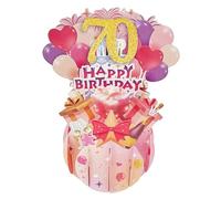 HKFENG 70th Birthday Cards for Women 3D Pop Up Happy Birthday Card Pink Birthday Greeting Card 70th Birthday Card for Grils Wife Mom Sister Gift (70th Birthday)