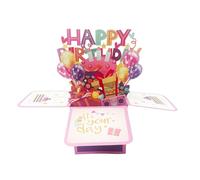HKFENG Happy Birthday Card 3D Pop Up Card for Girls Pink Greeting Card Card Anniversary Card - for Baby Gril,Daughter,Granddaughther,Niece Women Mom Wife Son Grandson Sister Gift (Birthday-Purple)