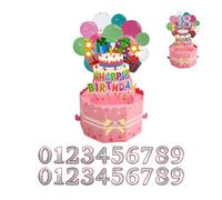 HKFENG Pink Cake 3D Happy Birthday Card Pop Up Card for Women for Gril Mom, Wife, Daughter, Sister Niece Gift - All Ages - 1ST, 16TH, 18TH Birthday Card