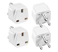 HKFENG UK to India Plug Adapter 4 Pack - Type D Travel Adapter for India, Sri Lanka, Maldives, Bangladesh, Zimbabwe - White