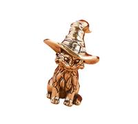 Hkfgdjdl Brass Vintage Witch Cats Miniature Sculpture Kitten with Wizard Hat Antique Home Decors Desk Figurine Ornament