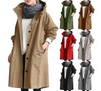 HKFGHMG Kids Oversized Mid Length Hooded Trench Coats Casual Solid Color Girls’ Coats with Pockets Long Sleeve Water Resistant Lightweight Windbreaker for Children UK Travel Essentials Kids Jackets