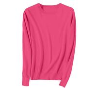 HKFGHMG Plus Size Jumpers for Women UK Solid Color Elegant Women's Tops Lightweight Round Neck Knitted Womens Sweaters Daily Work Holiday Causal Travel Essentials Oversized Long Sleeves Tops Hot Pink