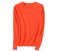 HKFGHMG Plus Size Jumpers for Women UK Solid Color Elegant Women's Tops Lightweight Round Neck Knitted Womens Sweaters Daily Work Holiday Causal Travel Essentials Oversized Long Sleeves Tops Orange