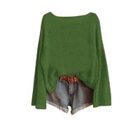 HKFGHMG Plus Size Women's Jumpers Solid Color Tops for Women UK Lightweight Round Neck Knitted Daily Work Womens Sweaters Holiday Causal Outdoor Travel Essentials Oversized Long Sleeves Tops Green