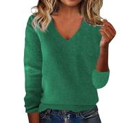 HKFGHMG Plus Size Women's Jumpers Solid Color Tops for Women UK Lightweight V Neck Fall Knitted Tunic Womens Sweaters Daily Work Holiday Causal Travel Essentials Oversized Long Sleeves Tops