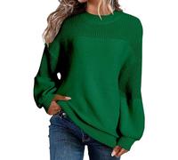 HKFGHMG Plus Size Women's Jumpers Solid Color Tops for Women UK Round Neck Knitted Daily Work Chunky Knit Sweater Holiday Causal Outdoor Travel Essentials Oversized Long Sleeves Tops Mint Green