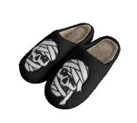 HKFGHMG Unisex Halloween Fluffy Plush Slippers - Funny Ghost Pumpkin Skeleton Scary Slip-on Slipper Comfy Warm Winter Home Festival Essentials House Slippers for Women UK