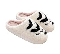 HKFGHMG Unisex Halloween Fluffy Plush Slippers - Funny Ghost Pumpkin Skeleton Scary Slip-on Slipper Comfy Warm Winter Home Festival Essentials House Slippers for Women UK