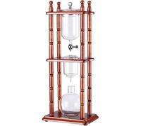 HKFGSHOP Ice Drip Coffee Maker, Cold Brew Drip Tower, with 720ml Glass Jug, Vertical Wood Stand, Stainless Steel Dripper-Adjustable Water Flow, for 5-8 Cups, Coffee Lovers, Commercial Office Use