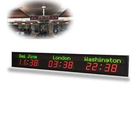 HKFGSHOP Time Zone Clocks for The Wall, 3 Time Zone Clocks, World Clock Multiple Time Zones, WiFi Connection and City Can Be Changed, Multi Time Zone Clock for Hotels, Airports, Entertainment Venues