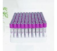 HKFGSHOP Vacuum Blood Collection Tube 100PCS, 2ml/5ml/10ml Plastic Tube with Purple Screw Cap, Additives EDTA K2, Disposable Vacuum Blood Collection Tube, for Laboratory Use