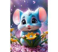HKFLD 5D Cute Little Mouse Diamond Painting Adults, DIY Diamond Painting Pictures Adults, Diamond Painting Craft Set by Numbers Home Decor Gift 40 * 50cm