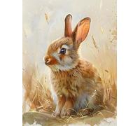 HKFLD 5D DIY Diamond Painting Rabbit, Diamond Art Animal, Round Full Drill & Crafts Cross Stitch Paint by Number Kit for Home Wall Decor Decoration Gift -40 * 50cm
