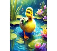 HKFLD 5D Duck Lotus Pond Diamond Painting Adults, DIY Diamond Painting Pictures Adults, DIY Art Kit by Numbers, 30 * 40cm
