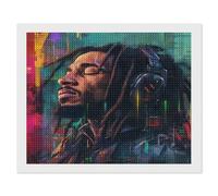 HKFLD Diamond Painting, Reggae Bob Marley,Diamond Painting Pictures, Diamond Arts Kits for Living Room Wall Decoration 30 * 40cm
