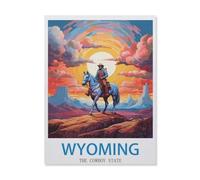 HKFLD Diamond Painting, Wyoming, Cowboy State, DIY 5D Diamond Painting Pictures, Diamond Painting Kits Paint by Numbers Living Room Pictures for Interior Decoration30x40CM