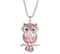 HKGYTRBN Bracelet Charms Colored Rhinestone Owl Crystal Pendant Women Sweater Chain Necklace Accessories Fashion Jewelry