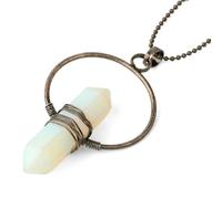 HKGYTRBN Charms Natural Stone Healing Pointed Pendant Necklaces Hexagonal Column Circle Winding Wire Bullet Crystal Women