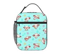 HKHEHOP Axolotl Kawaii Cute Lunch Bag Insulated Reusable Lunch Box Lunch Tote Lunchbox Portable Bento Bags For Men Women Office Work Travel Picnic Camping