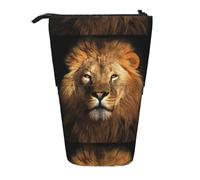 HKHLHLH African Animal Lion Pencil Case Standing Pen Holder Telescopic Pouch Pop Up Cosmetics Bag,for Girls Boys Students