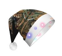 HKHLHLH African Wildlife Leopard On Rock Light Up Christmas Hat, Santa Hat With Led Lights, Flashing Christmas Hats With 3 Modes, Santa Hats For Adult