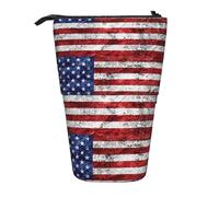 HKHLHLH American Flag Independence Fourth of July Pencil Case Standing Pen Holder Telescopic Pouch Pop Up Cosmetics Bag,for Girls Boys Students