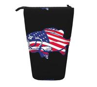 HKHLHLH American Flag Patriotic Fishing Pencil Case Standing Pen Holder Telescopic Pouch Pop Up Cosmetics Bag,for Girls Boys Students