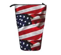 HKHLHLH American Flag Pencil Case Standing Pen Holder Telescopic Pouch Pop Up Cosmetics Bag,for Girls Boys Students