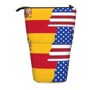 HKHLHLH American Spain Flag Pencil Case Standing Pen Holder Telescopic Pouch Pop Up Cosmetics Bag,for Girls Boys Students