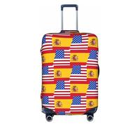 HKHLHLH American Spain Flag Printing Elastic Suitcase Cover with Print Side Invisible Zippers Protects Luggage from Dust Scratches