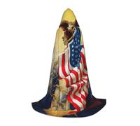 HKHLHLH American Usa Flag Eagle Art Witch Vampire Wizard Costume Hooded Cape For Teens Masquerade Ball Halloween Party Cosplay