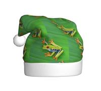 HKHLHLH Animal Frog Green Leaf Leaves Printing Christmas Hat Great For New Year Annual Ceremonies Festive Gatherings Party Caps Accessory