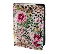 HKHLHLH Animal Tiger Leopard Print Rose Flower Printing 5.5 Inch Passport Holder Case with Document Credit Card Organizer for Travel