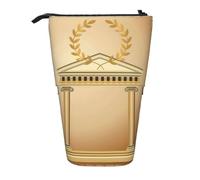 HKHLHLH Antique Building with Roman Olive Branch and Greek Pencil Case Standing Pen Holder Telescopic Pouch Pop Up Cosmetics Bag,for Girls Boys Students