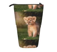 HKHLHLH Art Lion Pencil Case Standing Pen Holder Telescopic Pouch Pop Up Cosmetics Bag,for Girls Boys Students