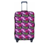 HKHLHLH Beautiful Purple Butterfly Floral Printing Elastic Suitcase Cover with Print Side Invisible Zippers Protects Luggage from Dust Scratches