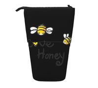 HKHLHLH Bee Love Honey Pencil Case Standing Pen Holder Telescopic Pouch Pop Up Cosmetics Bag,for Girls Boys Students