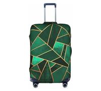 HKHLHLH Black and Gold Geometric Printing Elastic Suitcase Cover with Print Side Invisible Zippers Protects Luggage from Dust Scratches