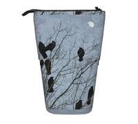 HKHLHLH Black Crow Birds Pencil Case Standing Pen Holder Telescopic Pouch Pop Up Cosmetics Bag,for Girls Boys Students