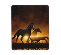 HKHLHLH Black Horses Red Glowing Clouds Mouse Pad With Stitched Edge, Computer Mouse Mat With Non-Slip Rubber Base, Mouse Pads For Laptop