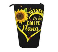 HKHLHLH Blessed to Be Called Nana Sunflower Pencil Case Standing Pen Holder Telescopic Pouch Pop Up Cosmetics Bag,for Girls Boys Students