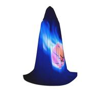 HKHLHLH Blue Fire Basketball Ball Witch Vampire Wizard Costume Hooded Cape For Teens Masquerade Ball Halloween Party Cosplay