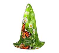 HKHLHLH Butterfly On Daisy Flower Witch Vampire Wizard Costume Hooded Cape For Teens Masquerade Ball Halloween Party Cosplay